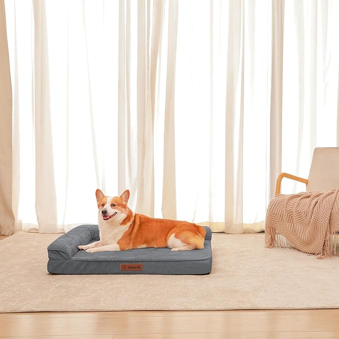 Orthopedic Dog Beds Large Sized Dog, Memory Foam Pet Bed for Large Dogs, Washable Removable Cover, Nonskid Bottom, Waterproof, 36x27x6 Inches, Dark Grey