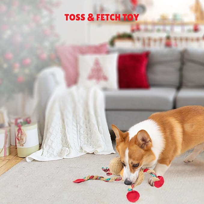 Christmas Dog Toys for Large Dogs,Squeaky Dog Toys, Tug of War Dog Plush Toys,Large Stuffed Dog Toys for Large Dogs with Crinkled Paper,Stuffed Animals Toys for Dogs to Keep Them Busy