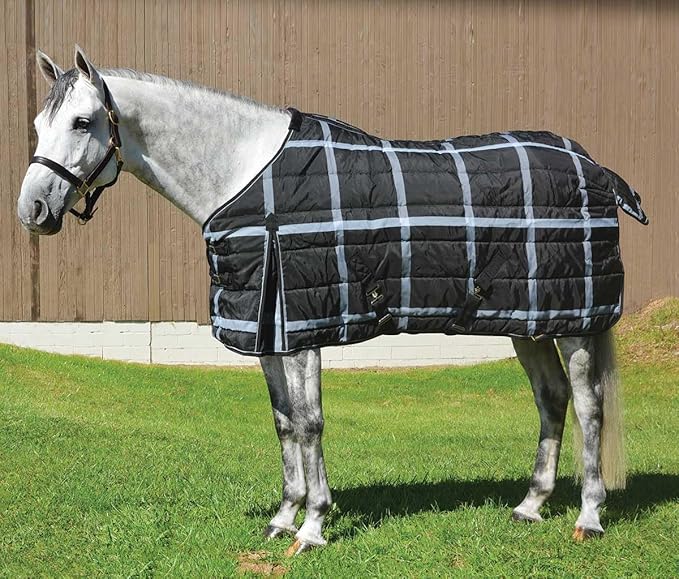 Country Pride Highland 1200D Lightweight Stable Blanket (62, BlackPlaid)