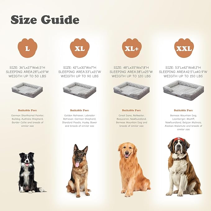 Orthopedic Dog Bed for Extra Large Dogs - XL Washable Dog Sofa Beds Large, Supportive Foam Pet Couch Bed with Removable Washable Cover, Waterproof Lining and Nonskid Bottom