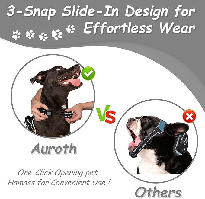 AUROTH Dog Harness Medium Sized Dog, Dog Vest Harness Medium Size Dog, Medium Dog Harness, No Pull Dog Harness for Medium Dogs with Handle, Grey M
