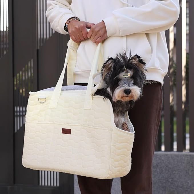 Small Dog Carriers Purse Bag,Gray,Recommand for Gentle/Lazy Adult Pets,Cats,Fashion Womans Totes Style Lightweight Pups Kitties Bunny Go to Vet Picnic Outdoor
