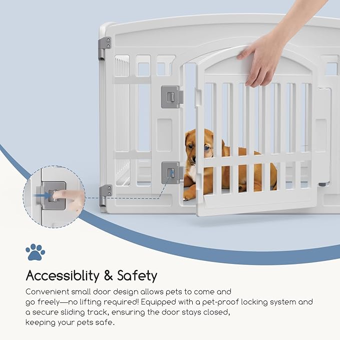 Plastic Dog Playpen | 6-Panel 24" Safe & Secure Indoor/Outdoor Pet Fence | Folding & Portable | 35 x 35 x 24IN, Ideal for Small to Medium Dogs | Easy to Clean (White)