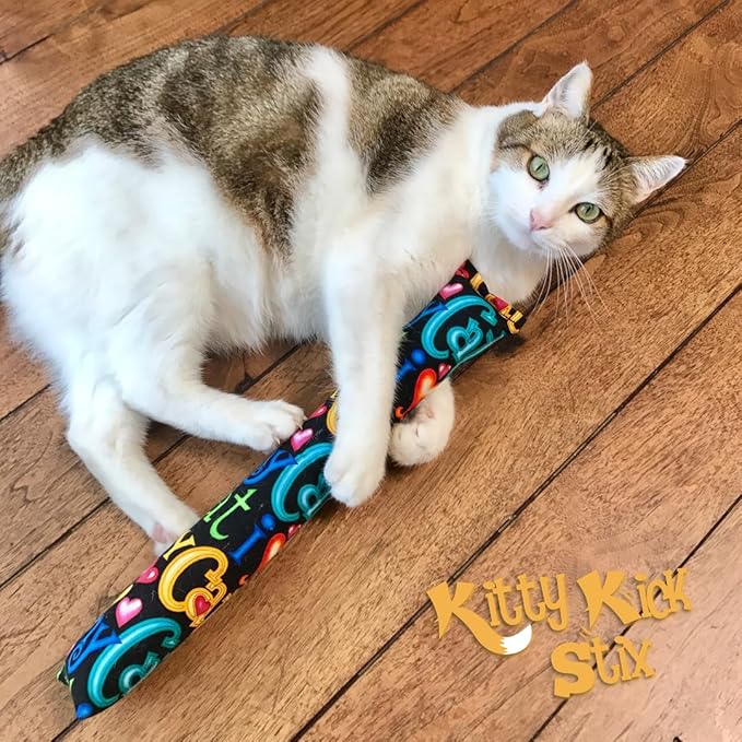 Cat Kicker Toys โ 15" Set of 2, Durable Cat & Kitten Kick Sticks with 100% Potent Catnip. Handmade in USA. Encourages Exercise & Interactive Play for Indoor Cats of All Breeds. (Mystery Choice)