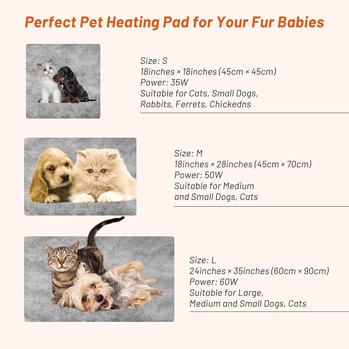 Heated Cat Bed for Indoor Cats, Electric Pet Heating Pad for Dogs Cats with Timer, 9 Level Temperature Cat Heating Pad Waterproof Heated Mat for Puppy Dog Cat (18" X 18")