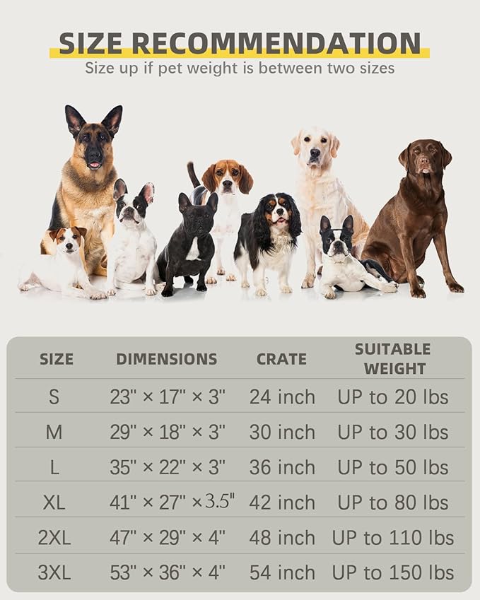 Orthopedic XL Dog Beds Large Sized Waterproof with Removable Washable Cover and Non-Slip Bottom, Quilting Dog Bed for Crate, 41x27 Inch, Brown