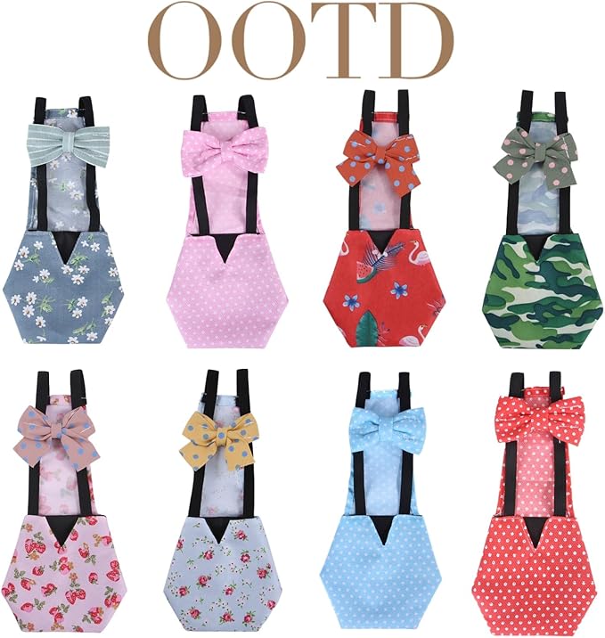 MANON ROSA Chicken Diapers Bantam Hens - Reusable 6-Piece Set with Bow Ties Poultry Nappies Washable Waterproof for Geese Pet Ducks Silkie (6D L)