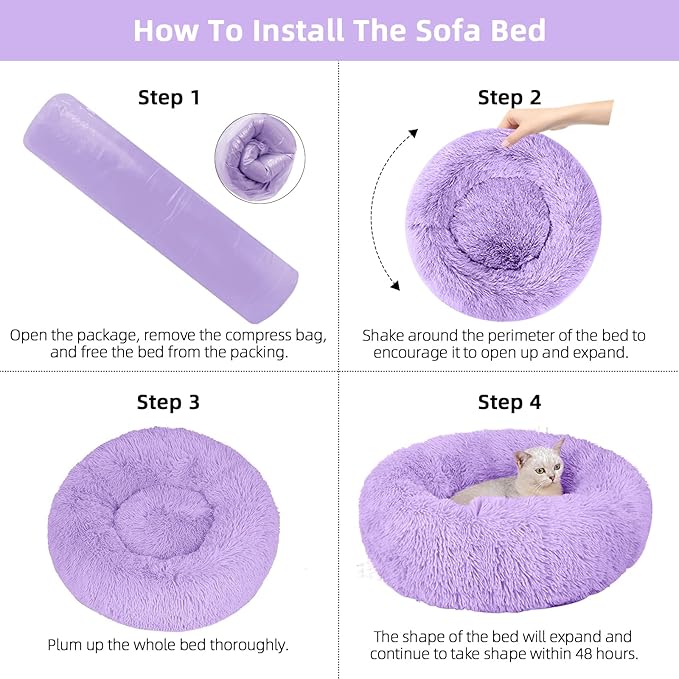 Nisrada Dog Bed for Small Medium Large Dogs, 20 inch Calming Dogs Bed, Washable-Round Cozy Soft Pet Bed for Puppy and Kitten with Slip-Resistant Bottom
