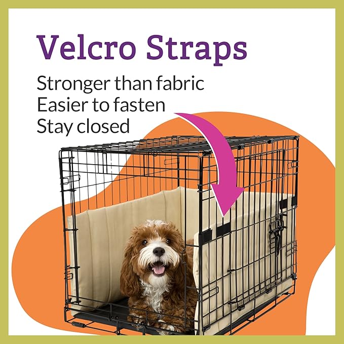 Pet Dreams Dog Crate Bumper - Comfy Liner & Dog Tail Protector for Inside Crate, Fits iCrate Cages 18, 24, 30, 36, 42, 48 Inches (Khaki, Small, 24")