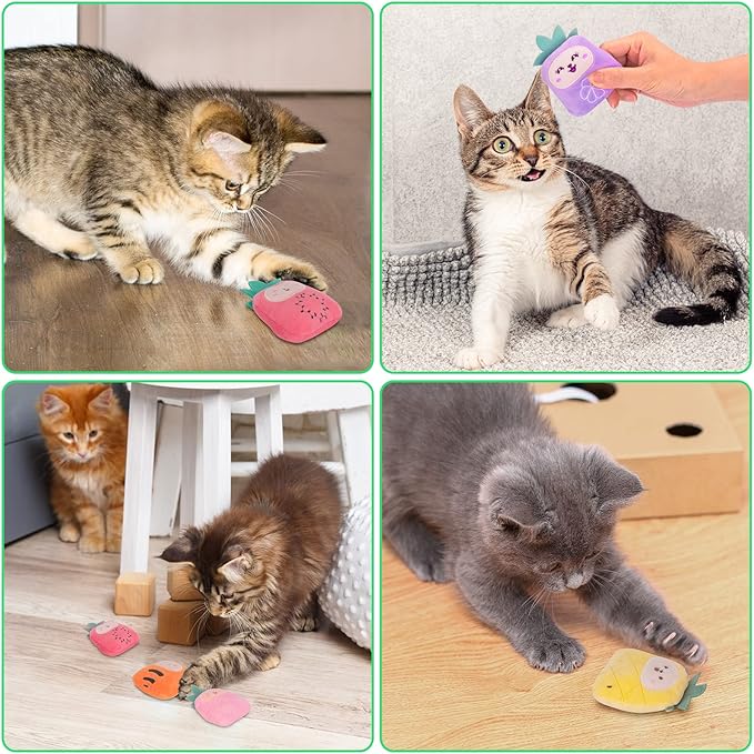 Christmas Cat Toys for Indoor Cats Kitten, Catnip Kitty Toys Pineapple 6Pcs, Interactive Cat Nip Chew Kicker Toy for All Pet Breed