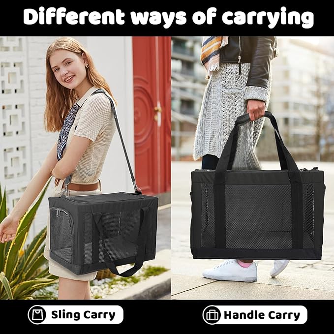 Soft Side Pet Carrier Bag with Shoulder Strap, Breathable Collapsible Mesh Cat Carrier for Cats and Dogs, TSA Airline Approved Travel Pet Carriers