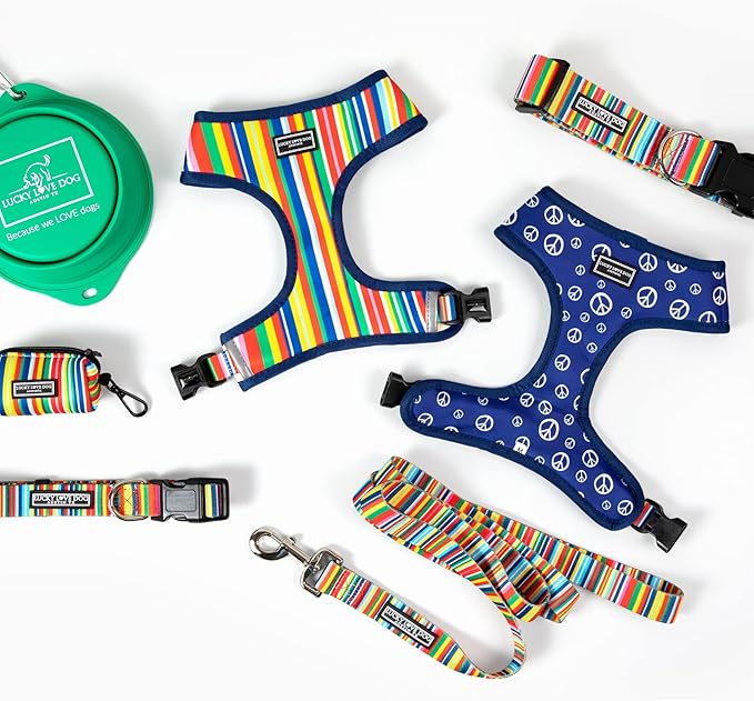 Lucky Love Dog, Boy or Girl Reversible Dog Vest, Adjustable Soft Comfortable, Hippie Dog Vest for Large Dogs, Stylish Dog Accessory, Hippie, Large