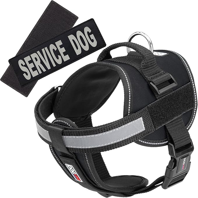 Dogline Unimax Service Dog Vest and Free Service Dog ID Badge with ADA Law, X-Large, Black