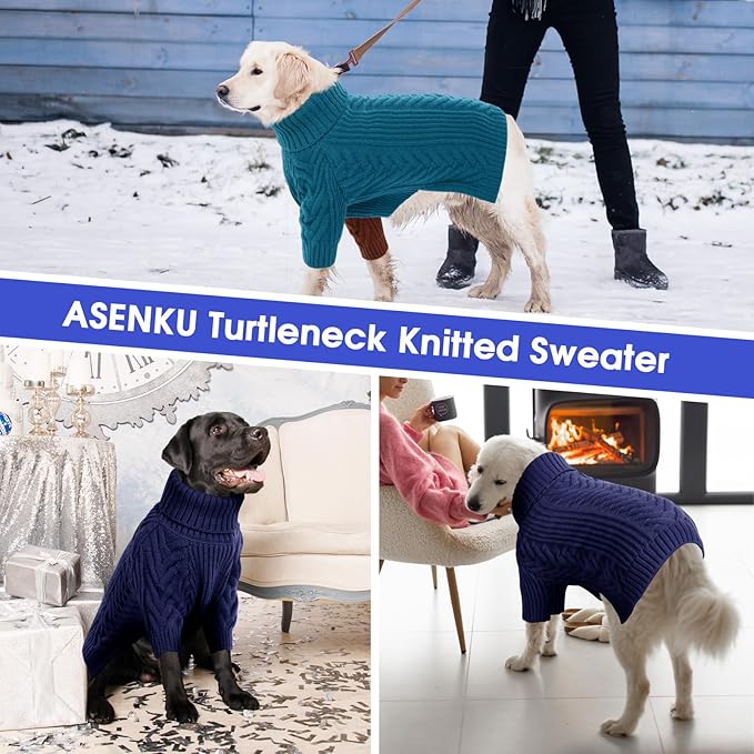 ASENKU Extra-Large Dog Sweater, Dog Sweaters for Extra Large Dogs, Pet Sweatshirt Apparel Turtleneck Pullover Winter for Doberman, Great Dane (Royal Blue, 4XL)