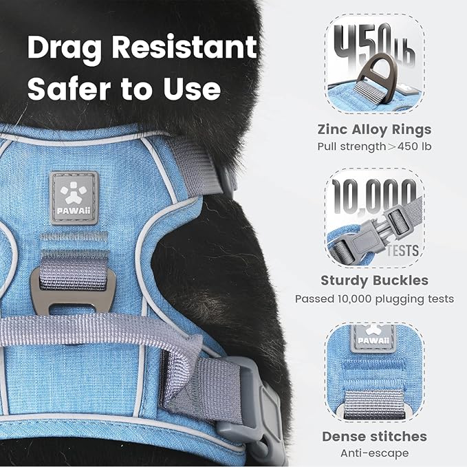 Pawaii Dog Harness for Small Dogs, Dog Harness with Pet ID Tag, No Choke Dog Harness, Adjustable Soft Padded Pet Vest with Easy Control Handle
