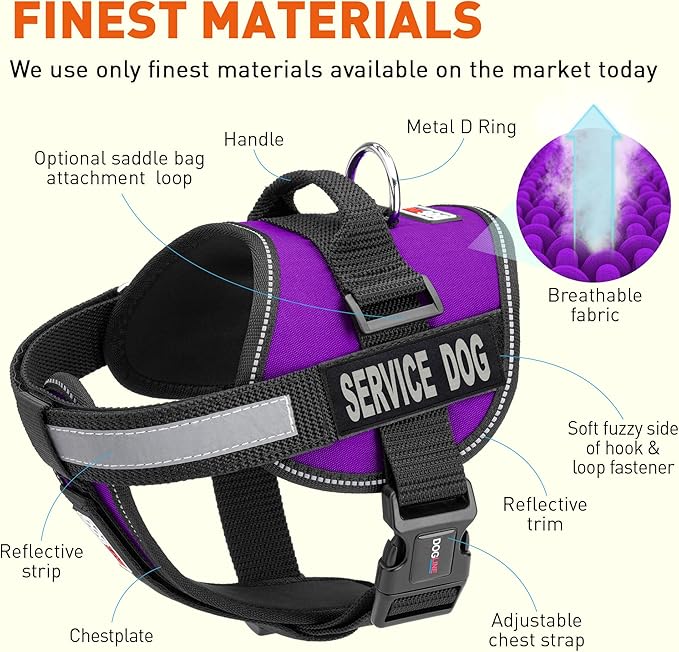 Dogline Unimax Service Dog Vest and Free Service Dog ID Badge with ADA Law, X-Large, Purple