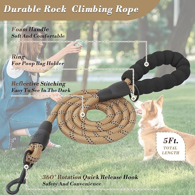Athena Collection Step-in Dog Harness with 5 ft Leash, Large Dog Harness Leash Set Large No Pull Dog Vest Harness with Reflective Strips Adjustable Velcro, Easy Walk Dog Harness, Beige