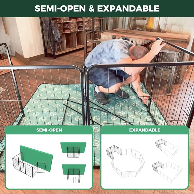 FXW Homeplus Dog Playpen for Indoor Use - Stress-Free and Safe Play, Heavy Duty 45 Inch 16 Panels Dog Pen for Large Dogs, Black│Patented