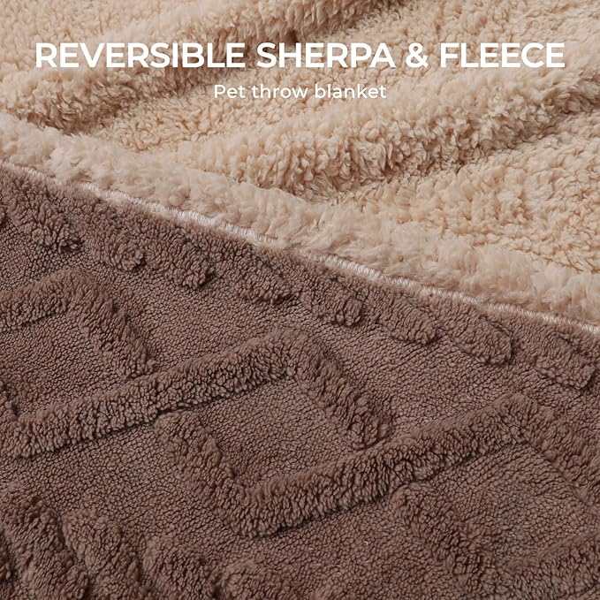 Waterproof Pet Blanket, Liquid Pee Proof Dog Blankets for Sofa Bed Couch, Reversible Sherpa Fleece Furniture Protector Cover for Small Medium Large Dogs Cats,Khaki Small(40" x 28")