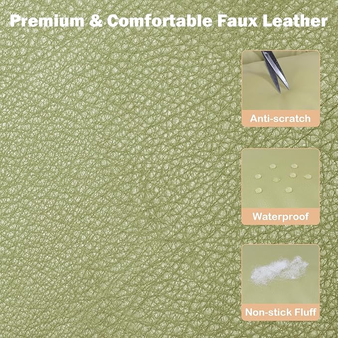 Dog Car Seat for Large Dogs, Large Leather Dog Car Bed with Storage Pocket, Waterproof PVC Leather Booster Seat Travel Bed for Front & Back Seat, Clip-On Safety Leash (Green/Brown)