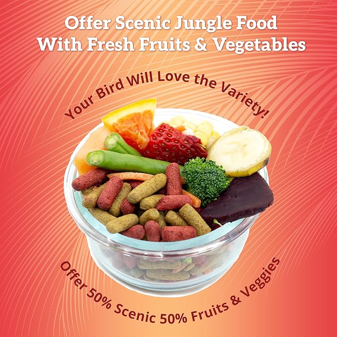Scenic Apple Jungle Premium Parrot Food, Apple, Natural Flavors, High Protein, Low Iron Bird Pellets for Large Parrots, Macaw Food, Cockatoo, African Grey Parrots, Omega 3, Vitamins, 2lb (Pack of 2)