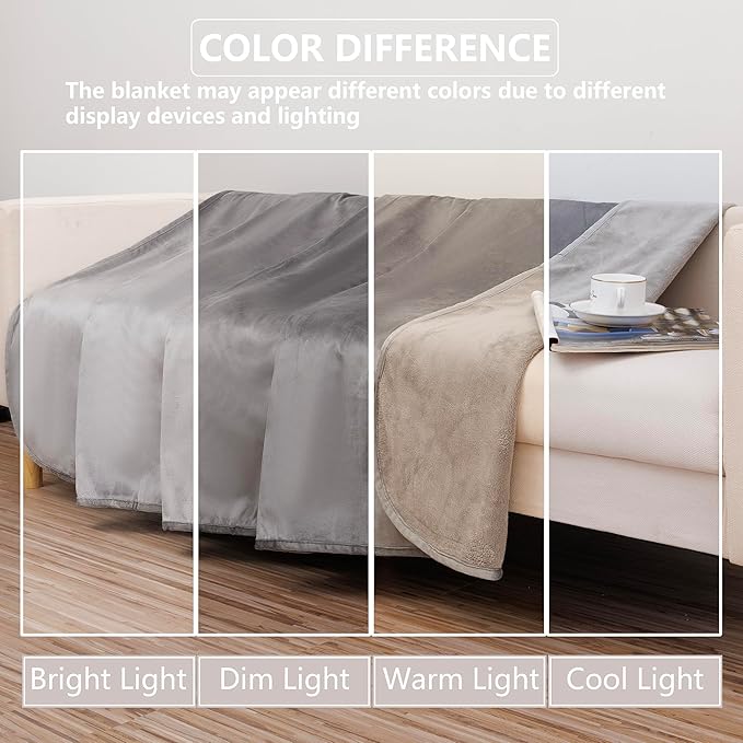 Waterproof Dog Blanket for Couch, Reversible Pet Throw Blankets Leak Proof Sofa Bed Protector for Furniture Machine Washable-68x82,Darkgrey+Lightgrey