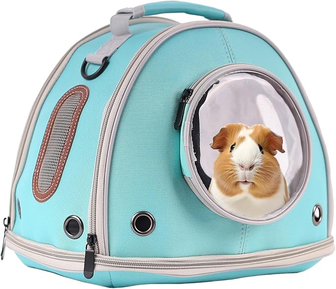 Guinea Pig Carrier Travel Cage, Portable Reptile Carrier Bag for Two (2) Guinea Pig, Bearded Dragon Lizard Carrier Cage for Small Animals Hamster Hedgehog Bird Bunny Kitten (Green, Typical Oxford)