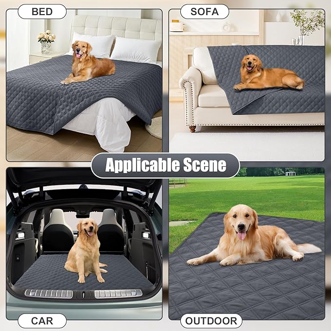 Smiry Waterproof Dog Bed Cover Pet Blanket, Soft Washable Dog Blanket for Furniture Bed Couch Sofa Reversible, Checkered (40"x70", Dark Grey/Dark Grey)
