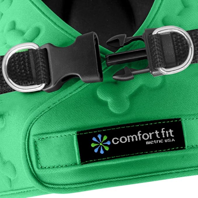 Comfort fit Cold Weather Dog Harness - Adjustable Dog Harness Small Sized Dog Medium Sized Dogs - Ideal as Easy Walk Dog Vest Harnesses (Green, Chest Size 12" - 14")