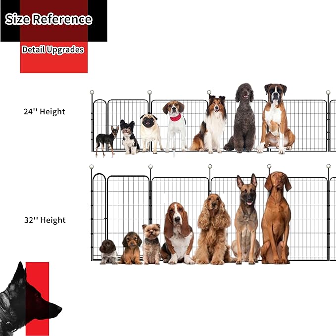 Portable Dog Crates & Playpen, 32'' Metal Pet Pen for Small/Medium Dogs, Indoor/Outdoor, Easy-Carry Straps, Rustproof, One Door
