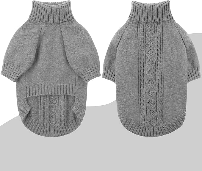 SAWMONG Dog Sweater for Large Dogs, Turtleneck Knitted Pullover Sweater Sweatshirt, Classic Winter Warm Pet Sweater for Boy Girl Pet Chihuahua, French Bulldog, Golden Retriever, Pug, Cat (Grey, XL)