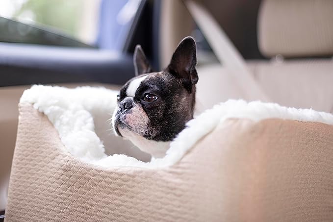 Snoozer Lookout I Dog Car Seat - Dog Car Seats for Small Dogs, Puppy Booster Bed for Small Sized Pets up to 18 Lbs, Elevated, Washable - Size S, Birch Diamond