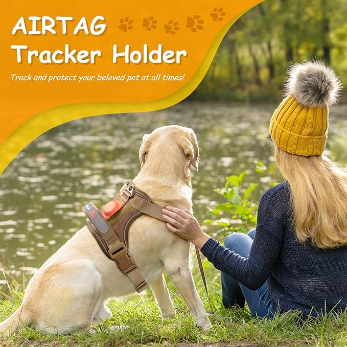 AUROTH Dog Harness Medium Sized Dog, Dog Vest Harness Medium Size Dog, Medium Dog Harness, No Pull Dog Harness for Medium Dogs with Handle, Army Yellow M