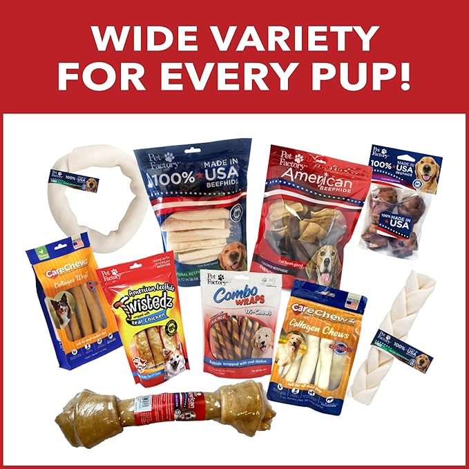 Pet Factory American Beefhide 10" Thin Rolls Dog Chew Treats - Chicken Flavor, 35 Count/1 Pack