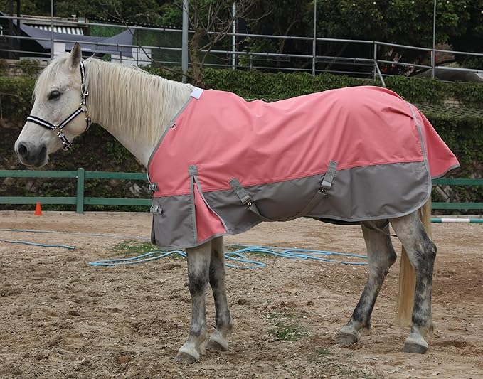 LEAFOREST 1200D Horse Blanket Waterproof Breathable Turnout (no Filling) Standard Neck Horse Sheet Pink Grey 75IN