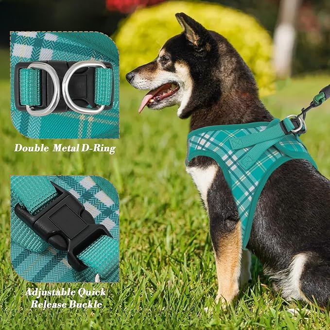 Athena Collection Step-in Dog Harness with 5 ft Leash, Large Dog Harness Leash Set Large No Pull Dog Vest Harness with Reflective Strips Adjustable Velcro, Easy Walk Dog Harness, Green