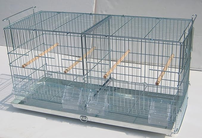 Combo: Extra Large Stainless Galvanized Zinc Plated Stack & Lock Breeder Bird Flight Cage Breeding Nest Door Removable Divider with Rolling Stand