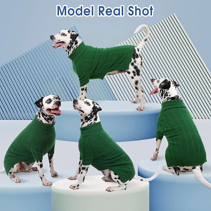 Queenmore Small Dog Sweaters for Small Dogs Girls Boys,Xmas Sweater Puppy,Turtleneck Knitted Sweater for Cat,Cold Weather Pullover for Doggie Male Female,Soft Doggy Sweater Pet Apparel(Green,S)