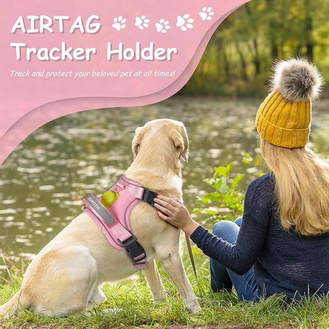 AUROTH Dog Harness for Large Dogs, Dog Vest Harness Large Size Dog, Large Dog Harness, No Pull Dog Harness for Large Dogs with Handle, XL Dog Harness, Pink XL