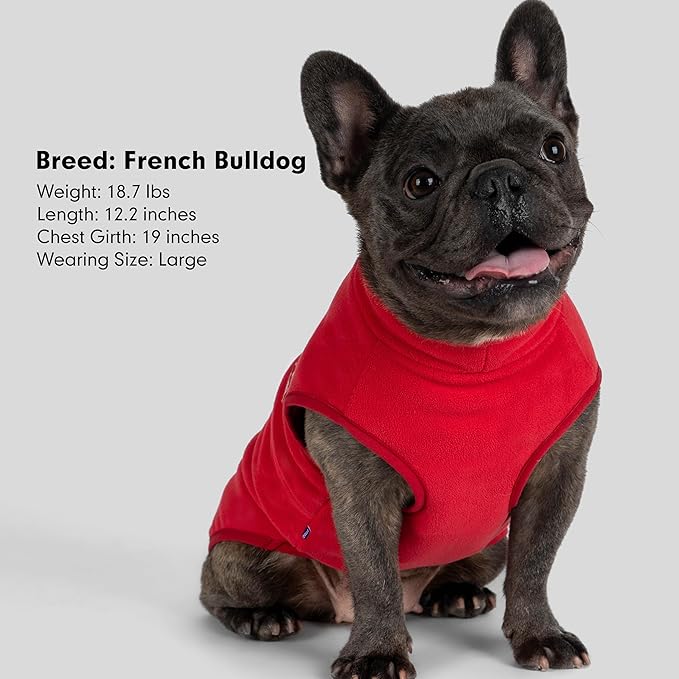 cyeollo 3XL Fleece Dog Sweater, Pullover Sweatshirt Stretchy Fleece Vest Warm Winter Fall Clothes for Large Dogs Boy Girl Turtleneck Pet Apparel, Red XXXL