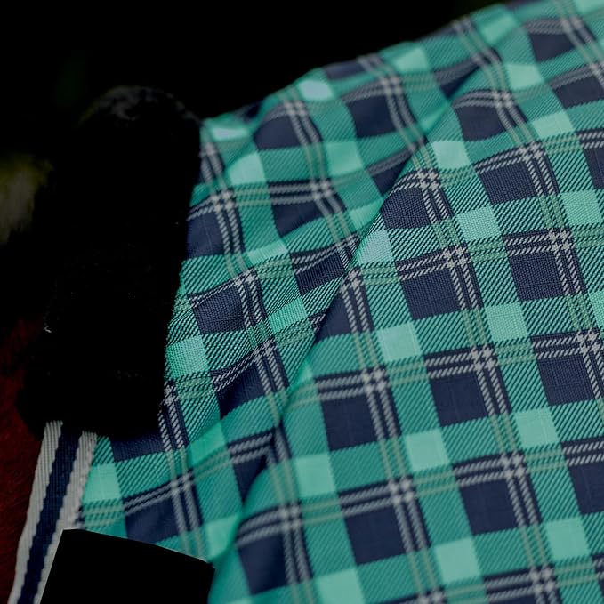 Equinavia Norse No Fill Horse Rain Blanket (0g) | Waterproof Lightweight Turnout Sheet - Black - 66 in - Navy/Turquoise - 72 in