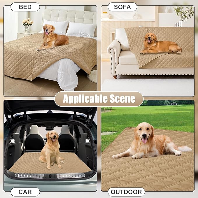 Smiry Waterproof Dog Bed Cover Pet Blanket, Soft Washable Dog Blanket for Furniture Bed Couch Sofa Reversible, Checkered (30"x53", Camel/Camel)