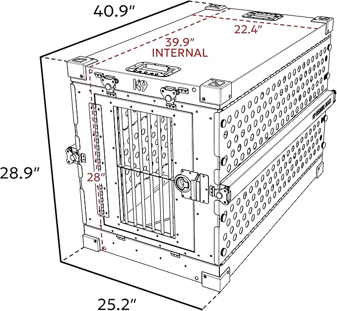 Heavy Duty Fully Collapsible Powder-Coated Aluminum Dog Crate - Medium-Long (Gray)
