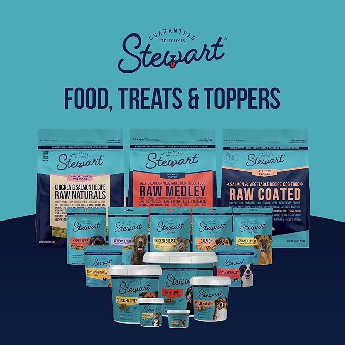 Stewart Beef Liver Dog Treats, 12 oz, ~270 Pieces, Freeze Dried Raw, Single Ingredient, 50% Protein Training Treats or Meal Topper in a Resealable Tub, Grain Free, Gluten Free