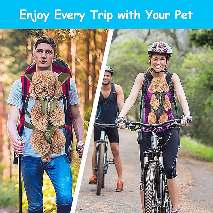 PetBonus Pet Front Dog Carrier Backpacks, Adjustable Pet Backpack, Legs Out Easy-fit Puppy Chest Carrier for Medium Small Dogs, Hands Free for Hiking, Cycling (Grey, S)