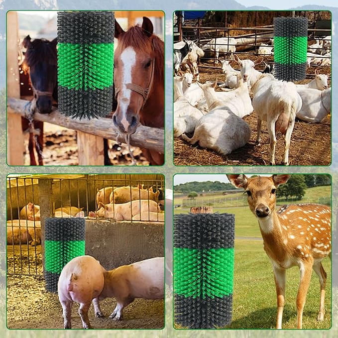 Widen Livestock Scratching Brush Horse Scratcher Full Massage Grooming Brush Animal Back Itch Relief With 16 Screws for Goat,Cattle, Sheep, Horses, Pigs (Green)