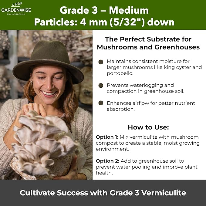Organic Coarse Vermiculite for Indoor Gardening Plants and Mushrooms – Enhances Soil Aeration, Seed Germination, Rooting Cuttings – Small Packages and Bulk (Vermiculite Grade 3 – Medium, 20 quarts)