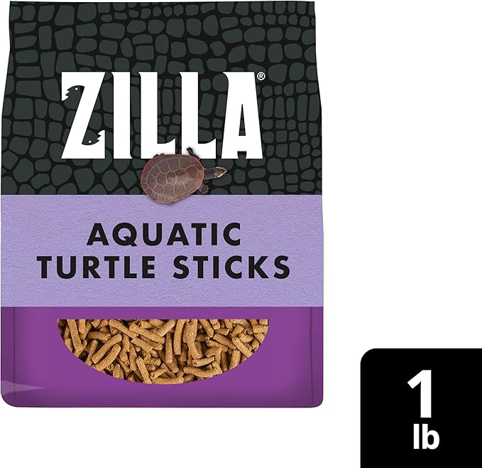 Zilla Pet Aquatic Turtle Sticks, Natural with Added Vitamins and Minerals, Nutrient-Rich Floating Food for Turtles, 1 lb