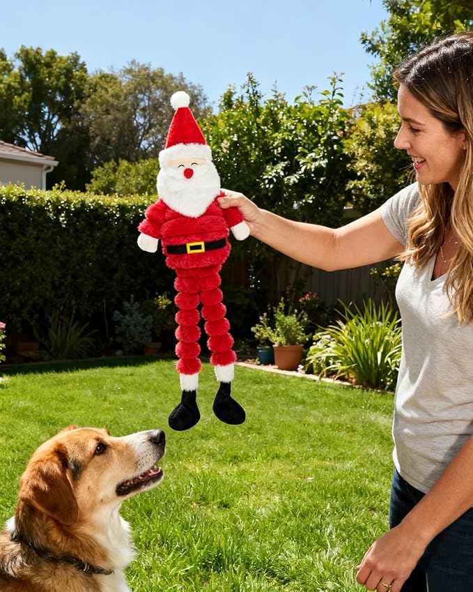 Prime Pets Christmas Dog Toys, 26” Large Plush Squeaky Dog Toys, Crinkle Santa Dog Toy for Small Medium Large Dogs, Stuffed Puppy Chew Toy to Keep Them Busy