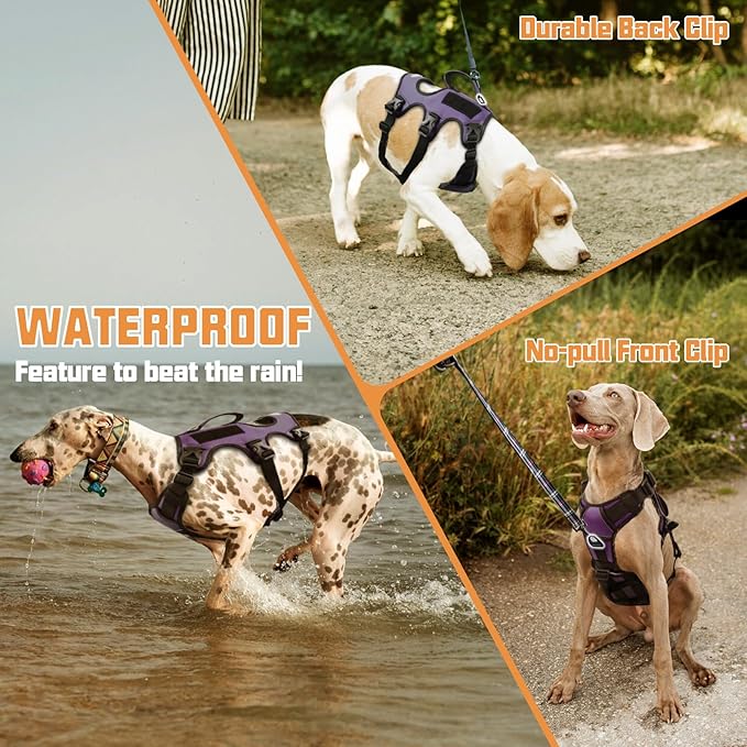 AUROTH Dog Harness, Escape Proof Dog Harness for Large Dogs, No Pull Dog Harness with Lift Handle, Soft Padded Reflective Adjustable Dog Vest Harness, Large Dog Harness for Walking Hiking Training